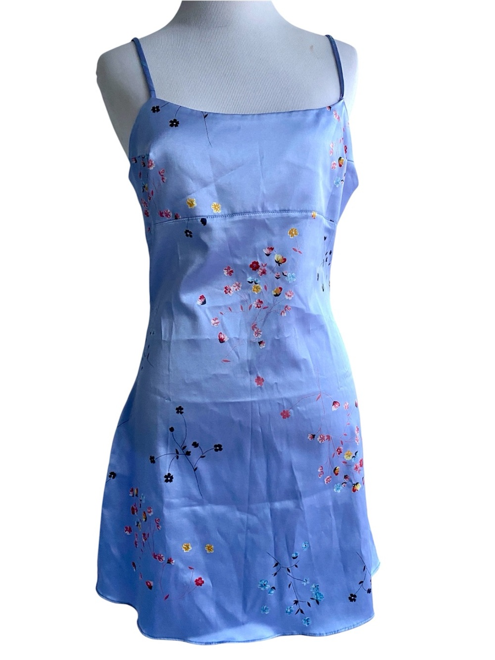 Josie Floral Slip Dress Chemise Periwinkle Blue Small 90s Y2K Fairycore Babydoll